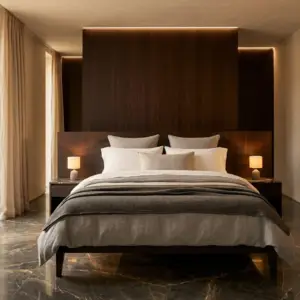 Suite prestige aux tons feutrés, matelas Lumen Signature Hôtelière